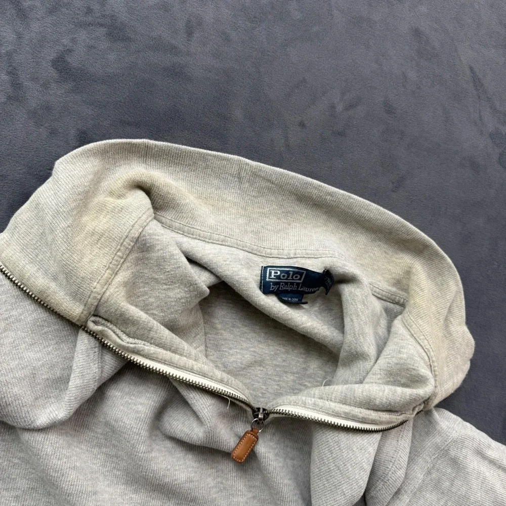 Polo Ralph Lauren Mens 2XLT Grey 1/4 Zip Pullover Cotton Sweater Tall Big & Tall